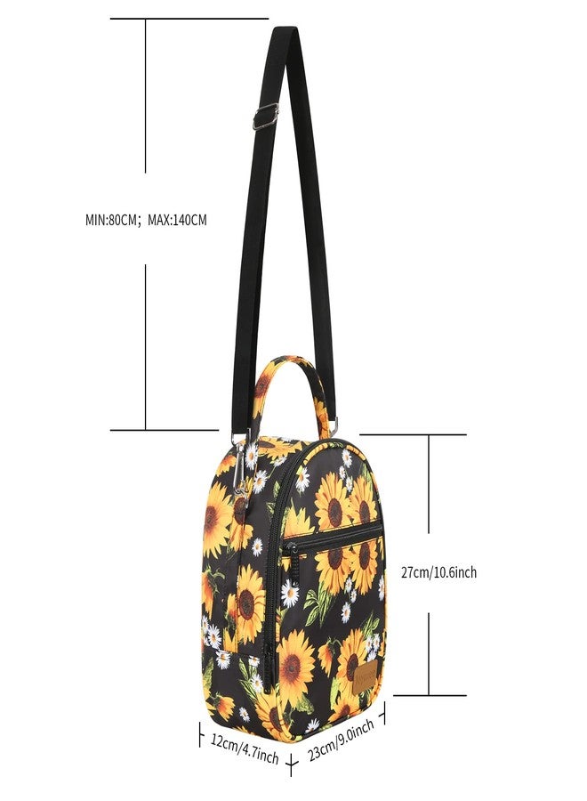 Joymee Lunch Box Insulated Lunch Bag Women Men Reusable Cooler Bag Adult Cute Lunch Tote Bags with Front Zipper Pocket,Adjustable Shoulder Strap for Work Office Picnic Travel, Sunflower Black - Image 4